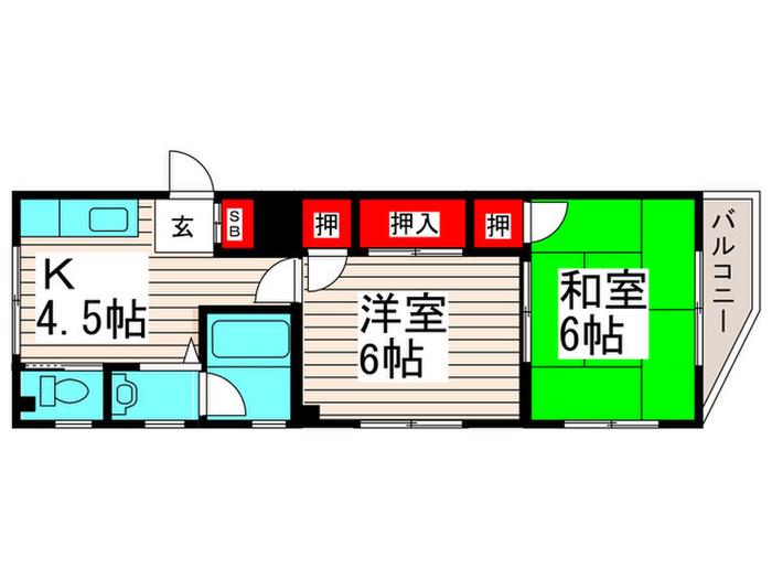 コーポ川井(2K/2階)の間取り写真