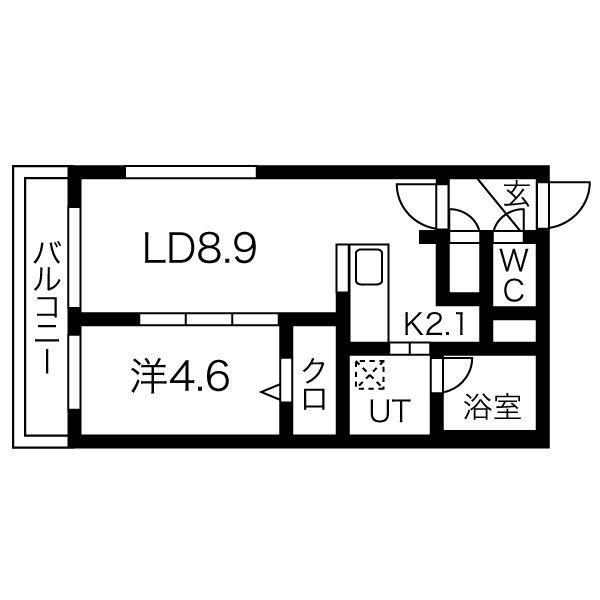グランディールN19(1LDK/3階)の間取り写真