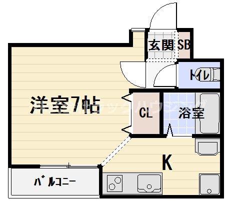 ビューロイヤル(1K/2階)の間取り写真