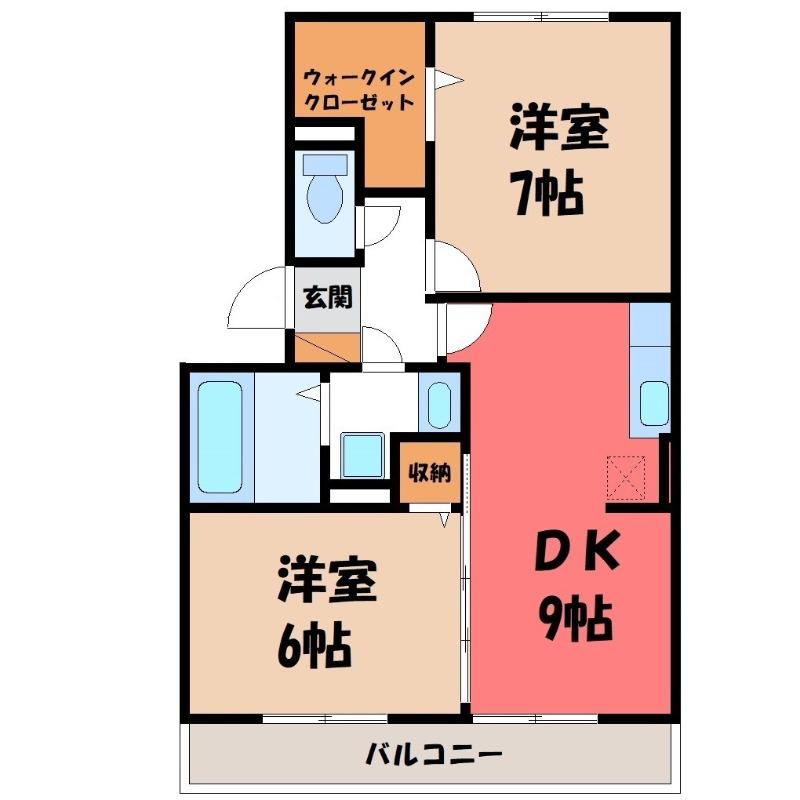 ヴィラフォレスタA(2DK/2階)の間取り写真