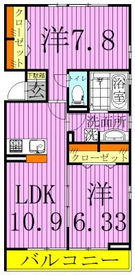 パレドールモア(2LDK/1階)の間取り写真