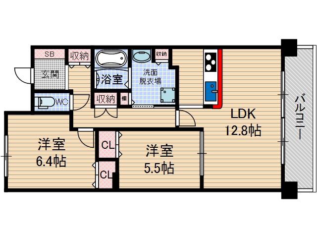 UURコート茨木東中条(2LDK/4階)の間取り写真