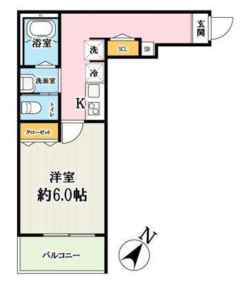 キャメル所沢弥生町2(1K/1階)の間取り写真