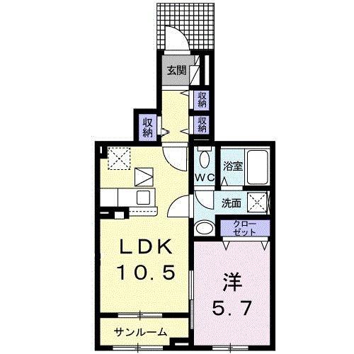 プロムナード(1LDK/1階)の間取り写真