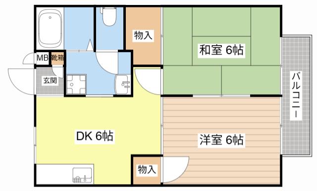 ハイツプレスト(2DK/1階)の間取り写真
