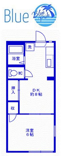 プラージュE C棟(1DK/1階)の間取り写真