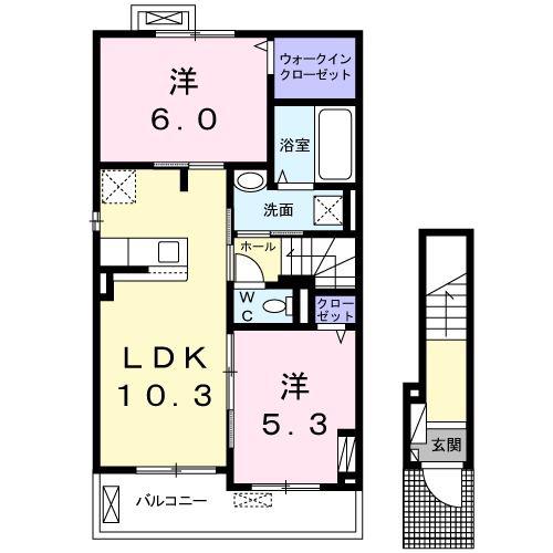 ルミエール・アミ(2LDK/2階)の間取り写真