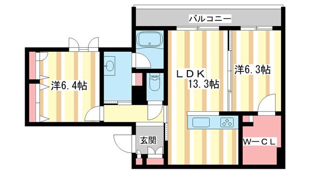 シャーメゾン プレミアス(2LDK/2階)の間取り写真