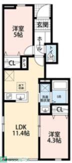 リーブルファイン新柏(2LDK/1階)の間取り写真
