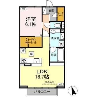 グランディール(1LDK/1階)の間取り写真
