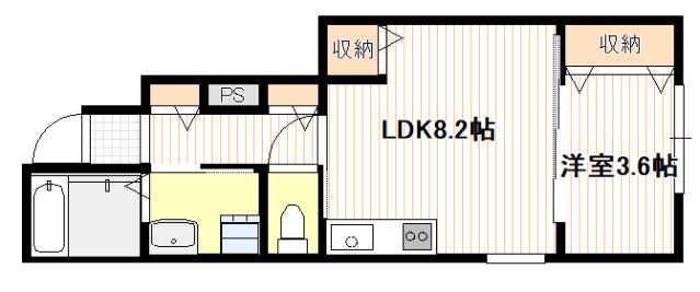 ブロギ―南栄(1LDK/1階)の間取り写真
