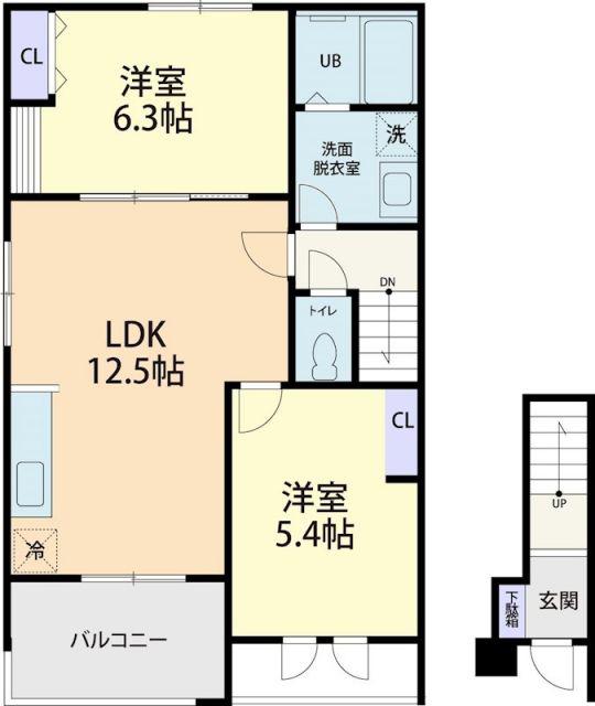 TIARA(2LDK/2階)の間取り写真
