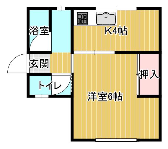 コーポラス松井 B(1K/1階)の間取り写真