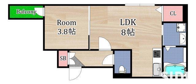 サフィールロジェ大阪城公園(1LDK/3階)の間取り写真