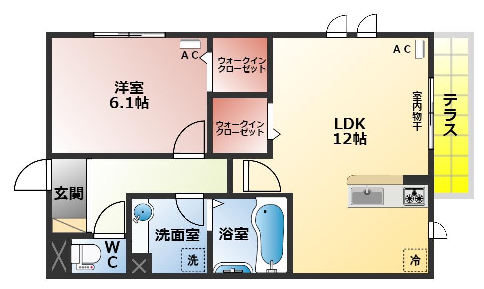 京阪本線 光善寺駅 徒歩10分 2階建 築8年(1LDK/2階)の間取り写真