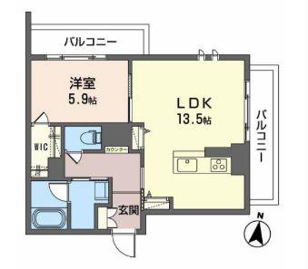 コンフォール木町(1LDK/4階)の間取り写真