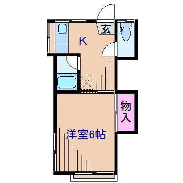 ヒルサイド上の宮(1K/2階)の間取り写真