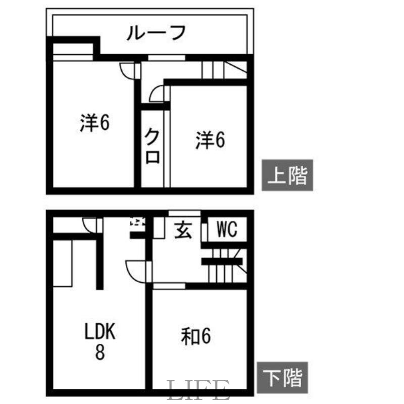 西岡4条13丁目メゾネット(3LDK/1階)の間取り写真