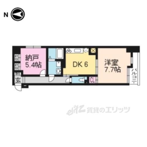 CALM押小路通(2DK/3階)の間取り写真