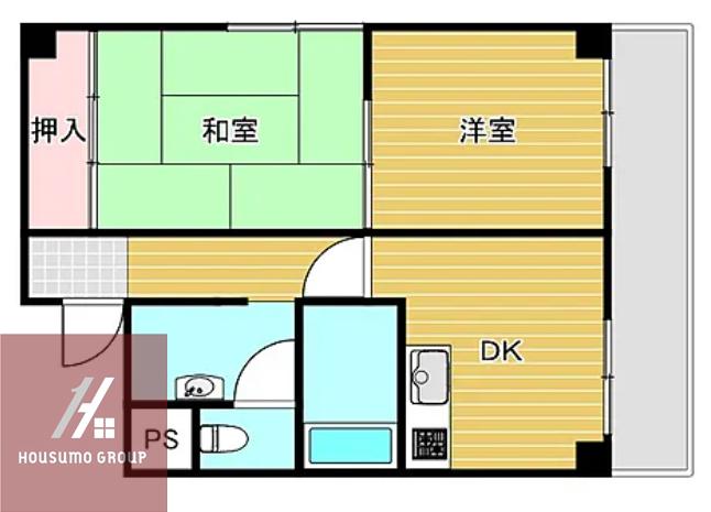 ガーデンハイツ西田(2DK/4階)の間取り写真