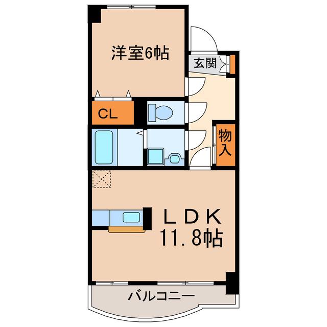 アンソレイエ勝川(1LDK/5階)の間取り写真