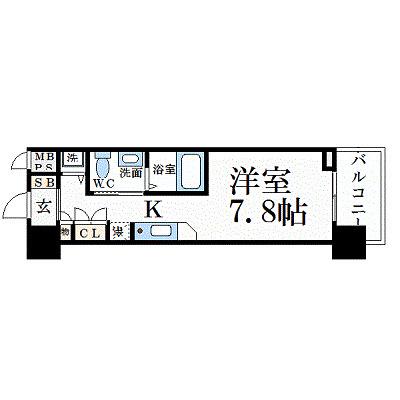 エスリード御堂筋梅田(1K/2階)の間取り写真