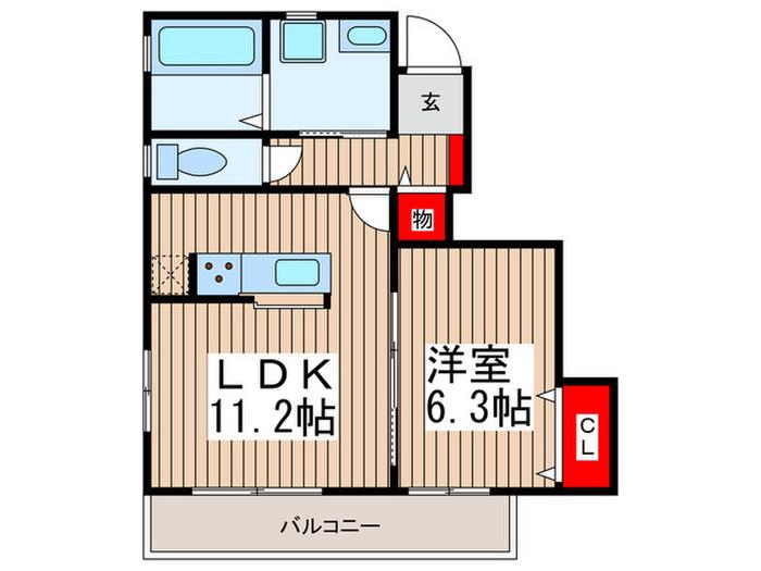 グレイスランドA棟(1LDK/1階)の間取り写真