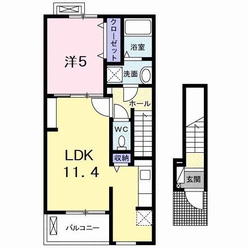エスペランス α II(1LDK/2階)の間取り写真