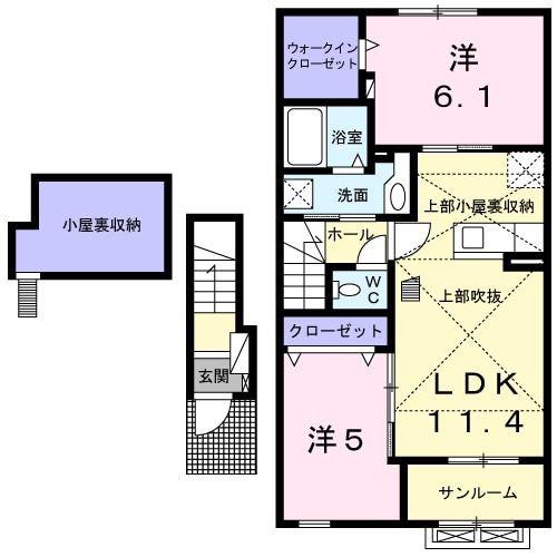 レインボーパレスI(2LDK/2階)の間取り写真