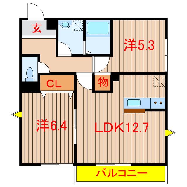 ルーツ18番館(2LDK/2階)の間取り写真