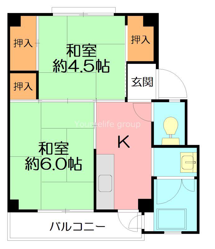 ビレッジハウス三田1号棟(2K/1階)の間取り写真