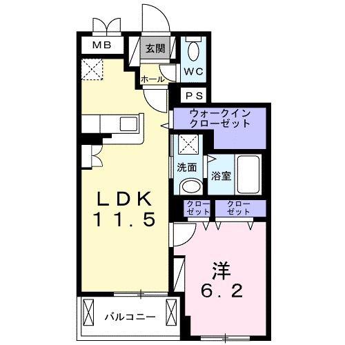 オリエンス(1LDK/2階)の間取り写真