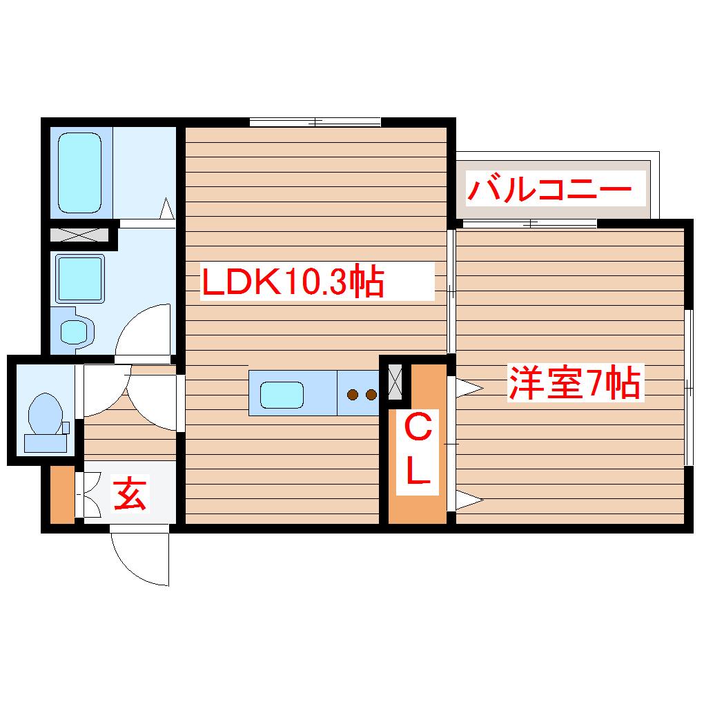 シルフソア(1LDK/1階)の間取り写真