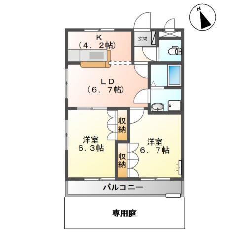 エスペランサ21II(2LDK/1階)の間取り写真