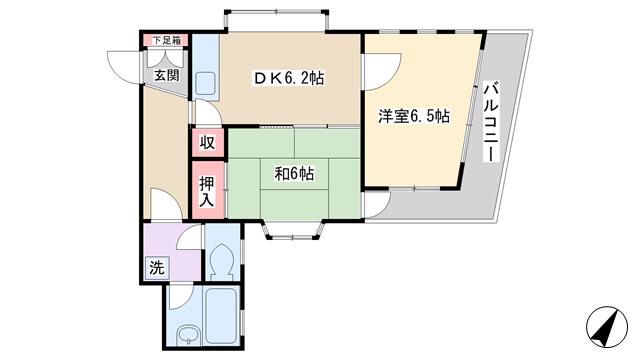 CASA5(2DK/2階)の間取り写真