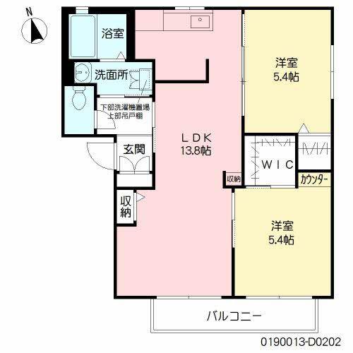 コンフォール川原田D棟(2LDK/2階)の間取り写真