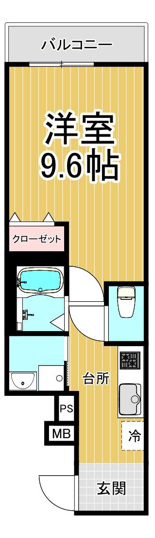 フジパレス西宮甲東園2番館(1K/3階)の間取り写真