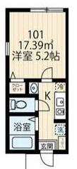 ラフィーネ生田2(1K/1階)の間取り写真