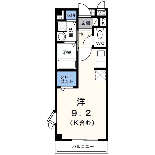 ボニート(ワンルーム/2階)の間取り写真