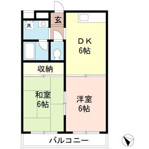サンテ東浦和(2DK/4階)の間取り写真