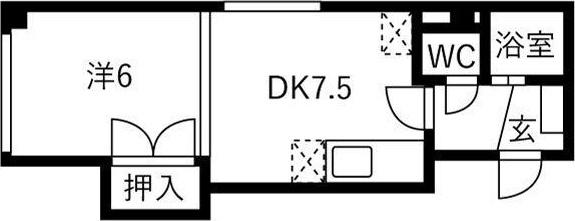 ナチュレ南5条(1DK/2階)の間取り写真