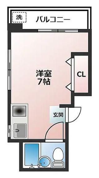 コーポデュエット(ワンルーム/3階)の間取り写真