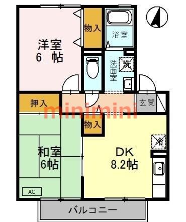 グランメール(2DK/2階)の間取り写真
