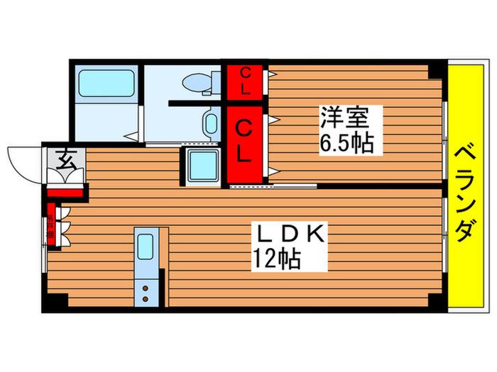 本橋マンション(1LDK/3階)の間取り写真