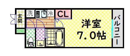 ALIVIS堺浜寺(1K/2階)の間取り写真