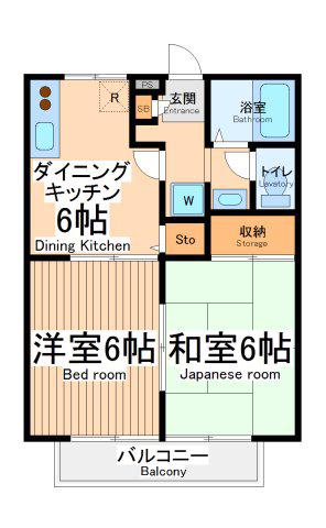 ディアコート大蔵(2DK/1階)の間取り写真