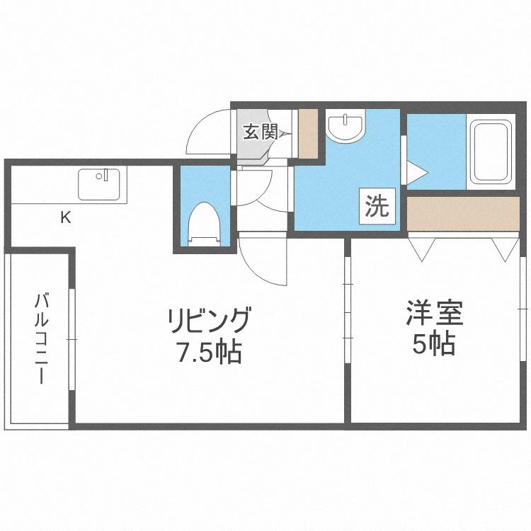 イルミナート発寒(1LDK/3階)の間取り写真
