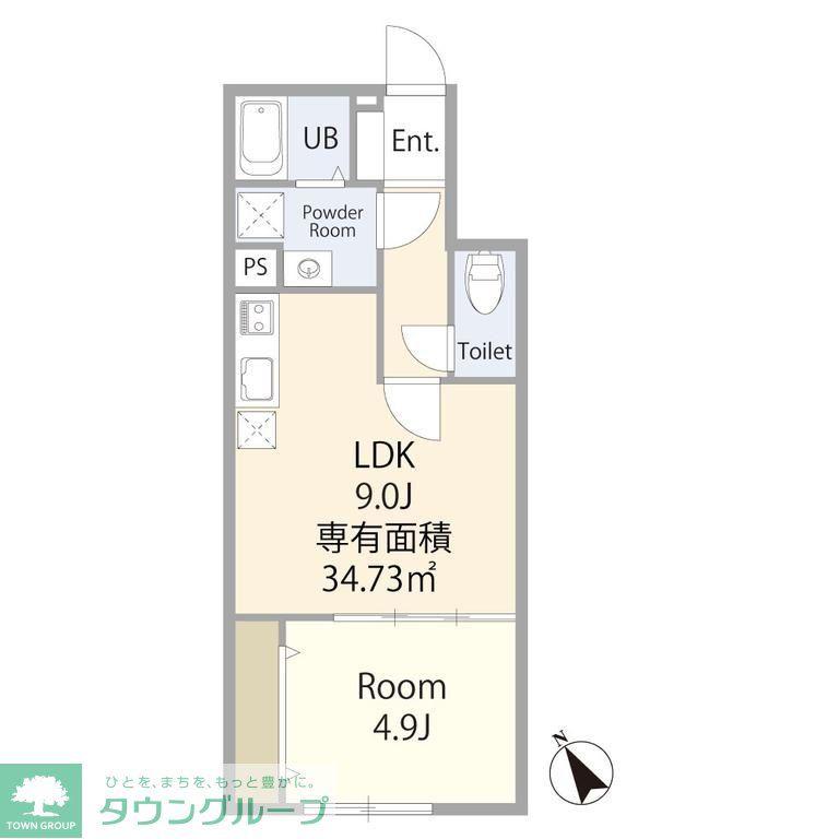 エテルノヴァローレ一之江(1LDK/1階)の間取り写真