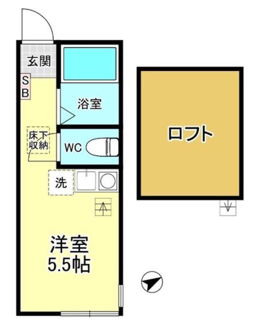 G・Aヒルズ高田(ワンルーム/1階)の間取り写真