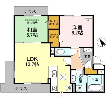 AMARANTHHIRANO(1LDK/1階)の間取り写真